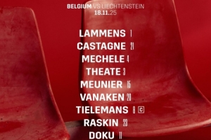 比利时世预赛首发：拉门斯国家队首秀，多库、德凯特拉雷在列